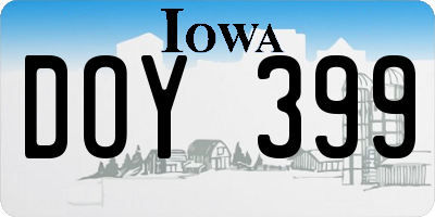 IA license plate DOY399