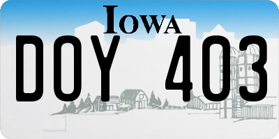 IA license plate DOY403