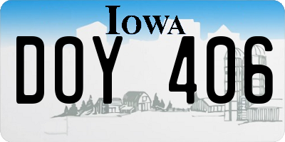 IA license plate DOY406