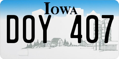 IA license plate DOY407