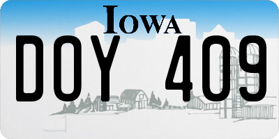 IA license plate DOY409