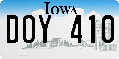 IA license plate DOY410