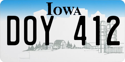 IA license plate DOY412