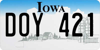 IA license plate DOY421