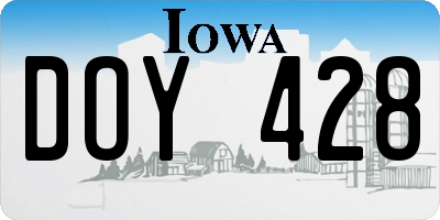IA license plate DOY428