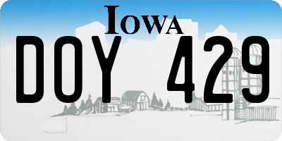 IA license plate DOY429