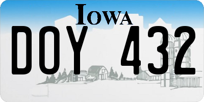 IA license plate DOY432