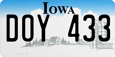 IA license plate DOY433