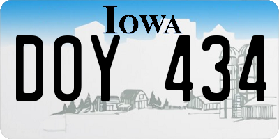 IA license plate DOY434