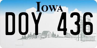 IA license plate DOY436