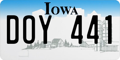 IA license plate DOY441