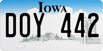 IA license plate DOY442