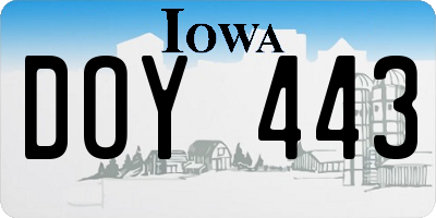 IA license plate DOY443