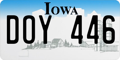 IA license plate DOY446