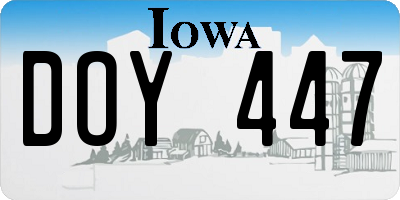IA license plate DOY447