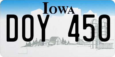 IA license plate DOY450