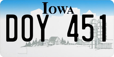 IA license plate DOY451
