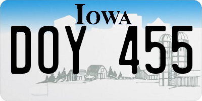 IA license plate DOY455