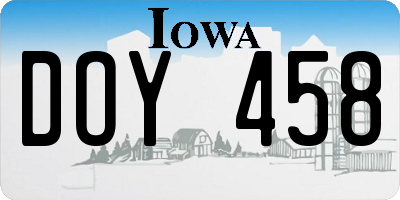 IA license plate DOY458