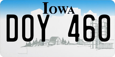IA license plate DOY460