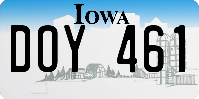 IA license plate DOY461