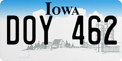 IA license plate DOY462