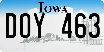 IA license plate DOY463