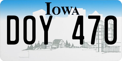 IA license plate DOY470