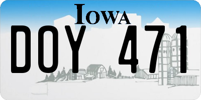 IA license plate DOY471