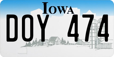 IA license plate DOY474