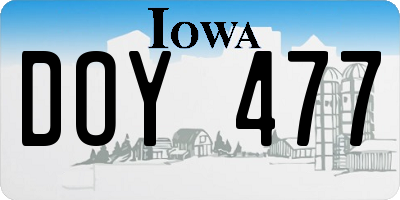 IA license plate DOY477