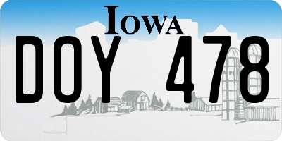 IA license plate DOY478