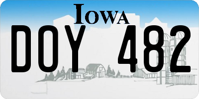 IA license plate DOY482
