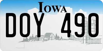 IA license plate DOY490