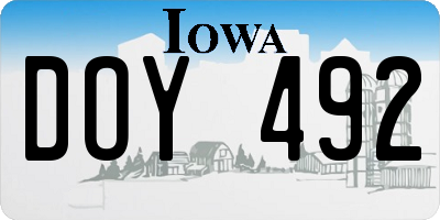 IA license plate DOY492