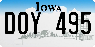 IA license plate DOY495