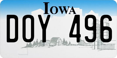 IA license plate DOY496