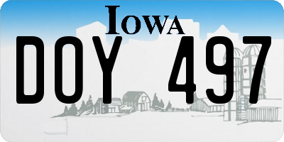 IA license plate DOY497