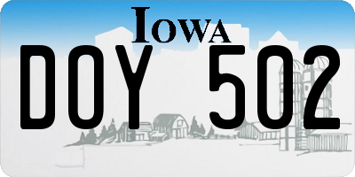 IA license plate DOY502