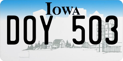IA license plate DOY503
