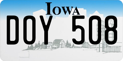 IA license plate DOY508