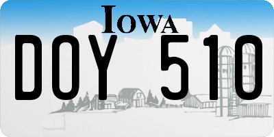 IA license plate DOY510