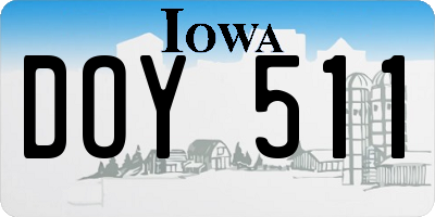 IA license plate DOY511
