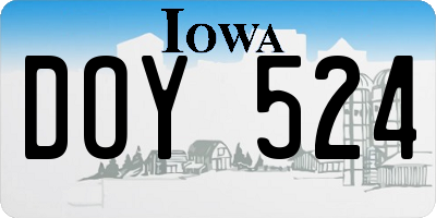 IA license plate DOY524
