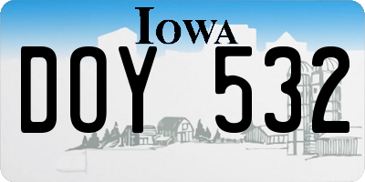 IA license plate DOY532