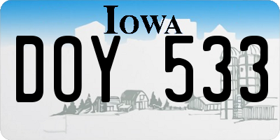 IA license plate DOY533