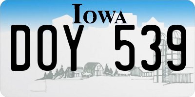 IA license plate DOY539
