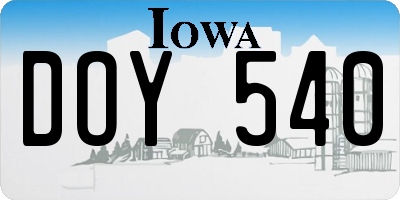 IA license plate DOY540
