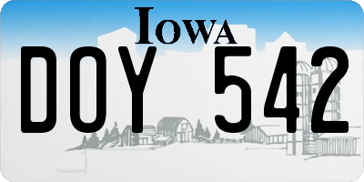 IA license plate DOY542