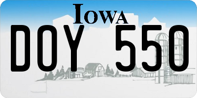 IA license plate DOY550